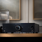 Onkyo Icon A 50 black on shelf beside turntable 2000x2000